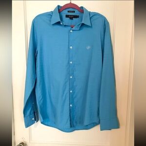 Mens Sean John Custom Fit Long Sleeve Button Down Shirt Sky Blue Size Medium